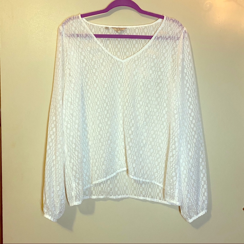 Guess Flowy White Blouse Top
